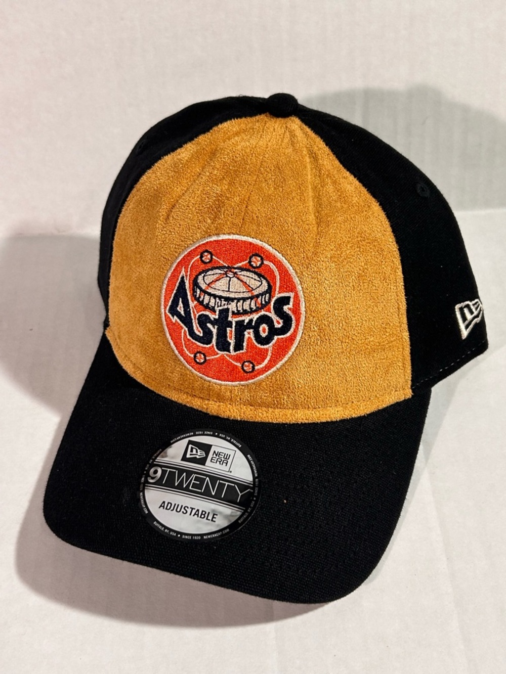 New Era 9TWENTY Houston Astros Tan Texture Strapback Hat Black MLB Baseball